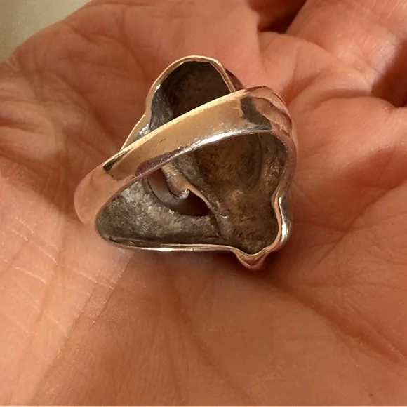 Antique Art deco 1920’s Sterling silver art Nouveau Flapper Face Ring - Picture 7 of 17